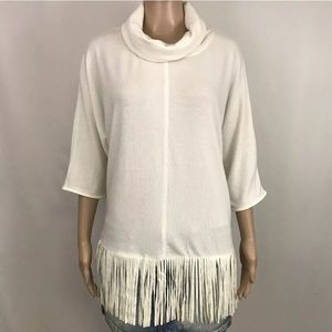 Terre Bleue Ivory Cowl Neck Tunic Sweater